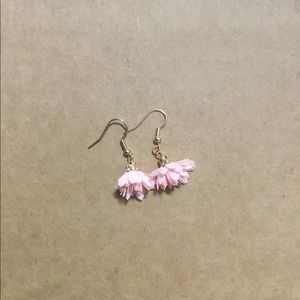 Dangling pink fabric handmade earrings